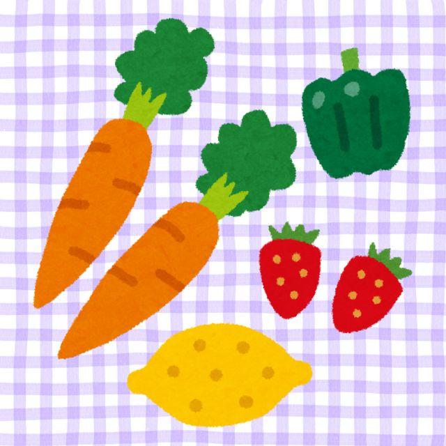 Fruit and vegetables on a gingham table cloth